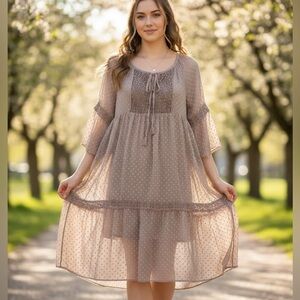 Brown Polka Dot Tunic Dress